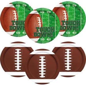 Football Party Supplies Kit Serve 48 Guests With 9 Inch Paper Plates For Footbal - Picture 1 of 8