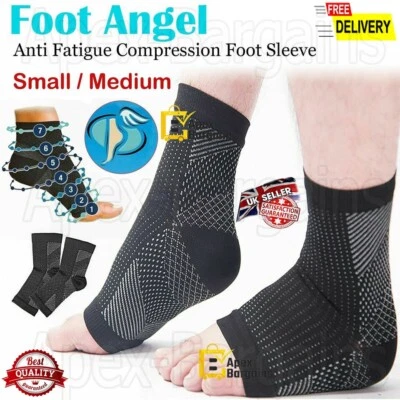 APEX FASHION 2x Foot Angel Ankle Compression Sleeve Anti Fatigue Heel Arch Relief Socks S/M