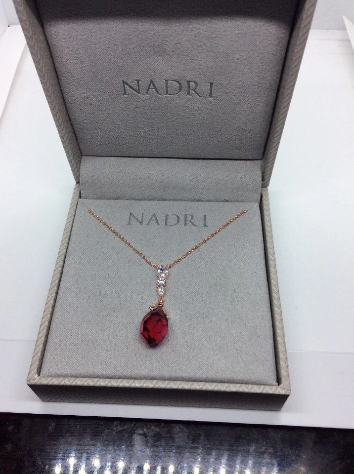 $68  Nadri Gifting Briolette red crystal  rose gold necklace ND7 - Image 1 of 4