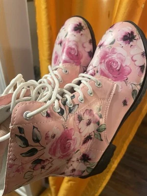Botas Florales Rosa Talla 40 Lindas Botas de Verano Botas de Combate Caprichoso Foto 1 de 4