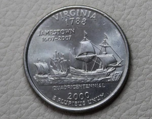 * 2000p VIRGINIA QUARTER DOLLAR COIN TONED UNCIRCULATED CONDITION #VDH47 - Picture 1 of 6