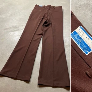 Vintage 70s John Blair Polyester Pants Slacks Bootcut Flare Knit 33x32 Talon Zip - Picture 1 of 12
