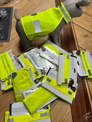 Deal Job lot Pet Coat Dog Hi visual yellow vest S M L lot of 71 total to clear - Image 1 of 3