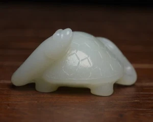 Certified Natural Hetian Jade Hand-carved Exquisite Dragon Turtle Statue 14119 - Picture 1 of 9