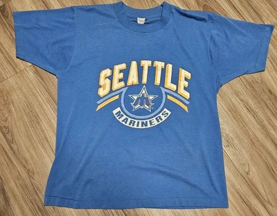 Camisa de los Marineros de Seattle 1981-1986 puntada única, camisa grande vintage de los Marineros de los 80 Foto 1 de 4