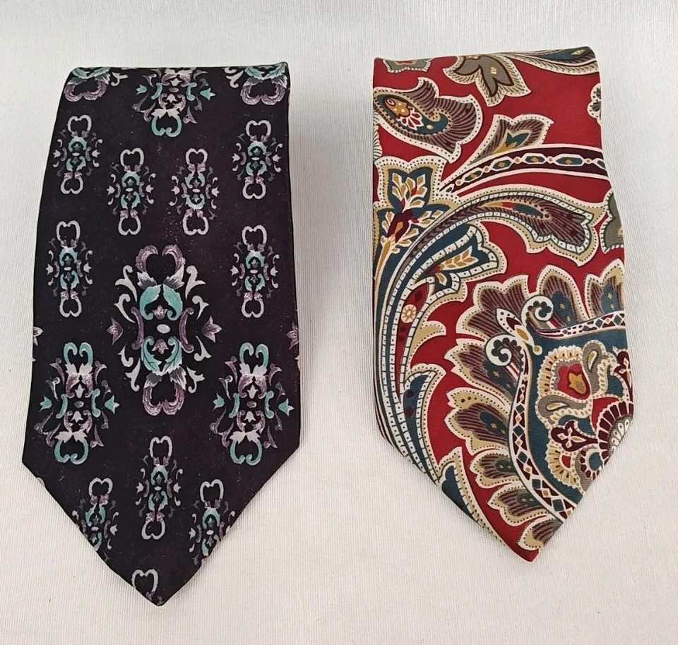Christian Dior пейсли мужские галстуки лот из 2 - 100% шелк галстуки дизайнерский классический - Изображение 1 из 4