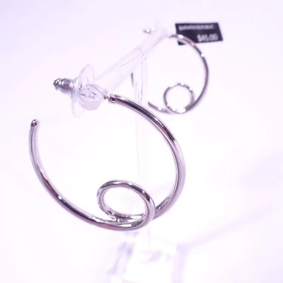 Banana Republic Aureus + Argent Women's Silver Loop Hoop Earrings NWT 45 - Image 1 of 4