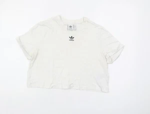 Adidas Women's White Crop T-Shirt Size 18 - Picture 1 of 12