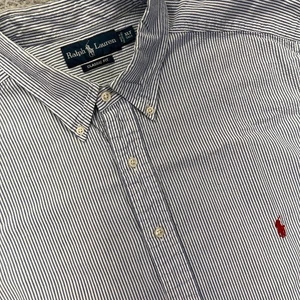 Camisa Ralph Lauren Hombres XLT Alta Seersucker Rayas Manga Corta Abotonada Poni - Imagen 1 de 10