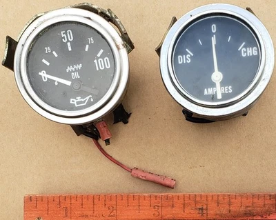 Oil Pressure & Ampheres Gauges Vintage? Steampunk - Image 1 of 4