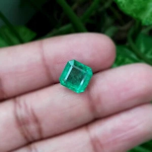 5.47cts 10mm Huge Square Octagon Green Natural Zambian Emerald Loose Gemstones - Picture 1 of 4