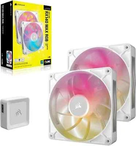 Corsair iCUE LINK RX140 Max RGB Starter Kit, weiß, LED-Steuerung 140mm, 2er-Pack - Photo 1/13