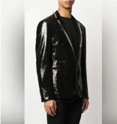 Куртка блейзер Phillip Plein с блестками черная мужская Италия размер 52 - Изображение 1 из 4