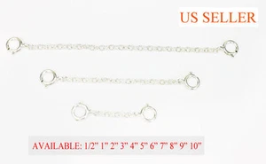 Sterling Silver Extender Safety Round Cable link Chain Necklace Bracelet Lock - Picture 1 of 2