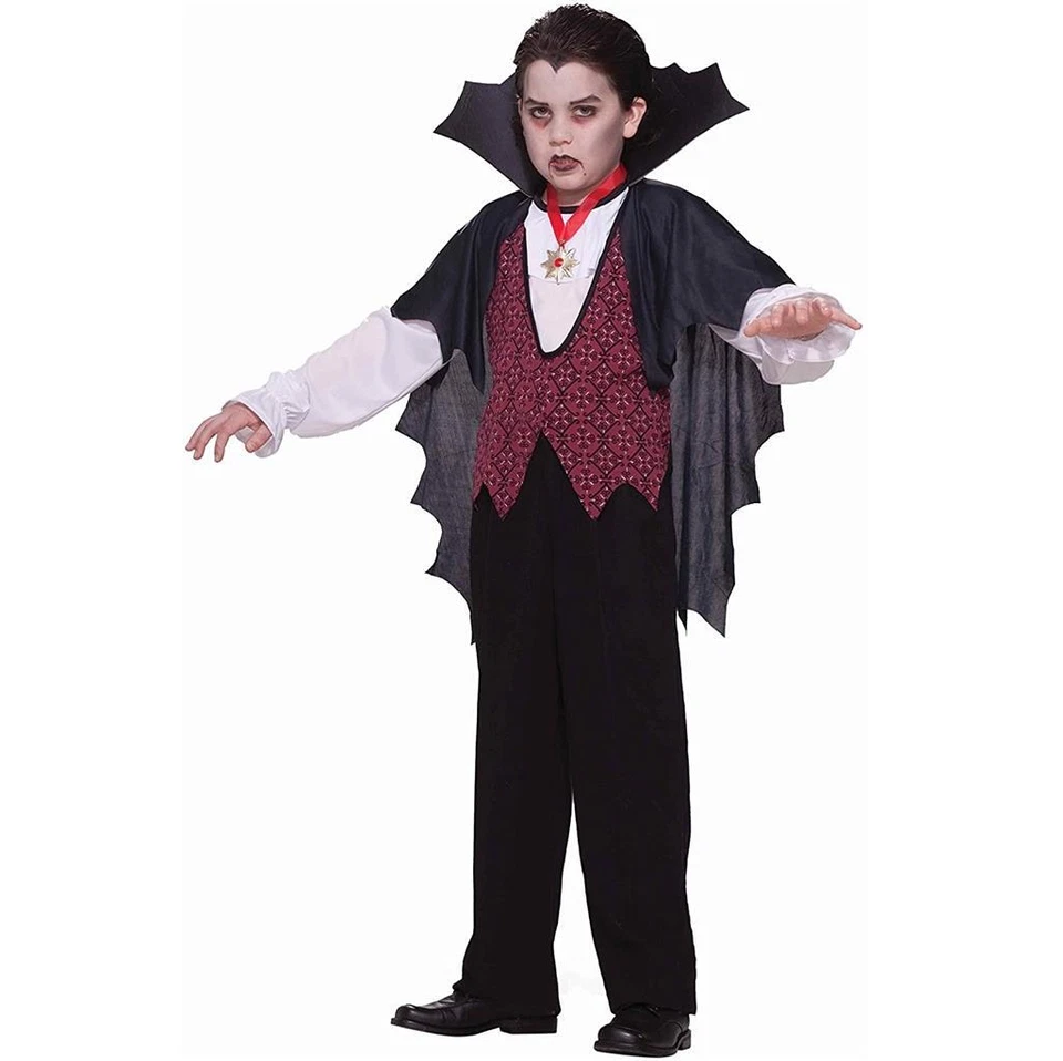 Niños Niño VAMPIRO Disfraz Halloween - Camiseta con Chaleco y Capa SM 4/6 MED 8/10 NUEVO CON ETIQUETAS Foto 1 de 1
