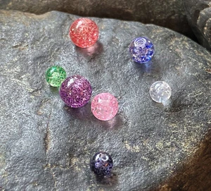 Body Jewelry Replacement Parts - 10pk Super Glitter Threaded Balls - Picture 1 of 9