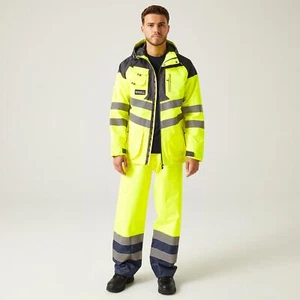 Regatta Hi-Vis gelb Herren wasserdicht reflektierende Parka Jacke #TRA340 - Bild 1 von 9
