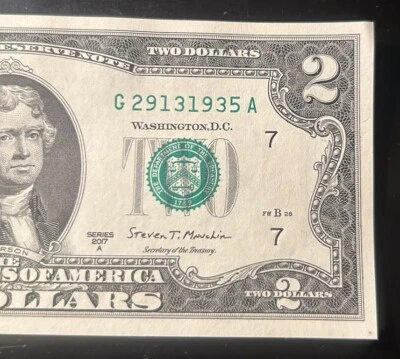 $2 Fancy Serial Number Trailing Birthday Year Note 1935 G29131935A Series 2017A - Image 1 of 3