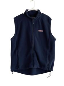 Vineyard Vines Whale Logo Fleece Full Zip Blue Polyester Sweater Vest Mens Large