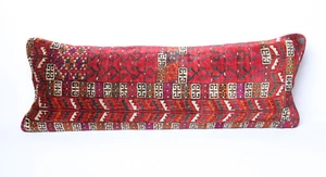 Antique lumbar pillow cover,antique rug cushion,turkoman rug pillow Large pillow - Picture 1 of 10