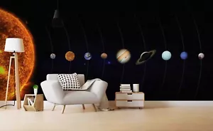 3D Space Planet Black Self-adhesive Removeable Wallpaper Wall Mural - Picture 1 of 8