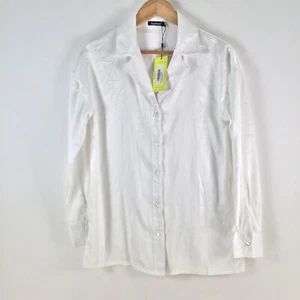 NEW Boohoo womens button up shirt 8 white long sleeve collar 105088 - Picture 1 of 10