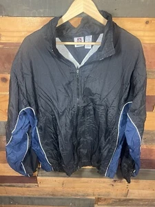 Vintage Franklin Black & Blue Colored Windbreaker Jacket Retro Size Large - Picture 1 of 9