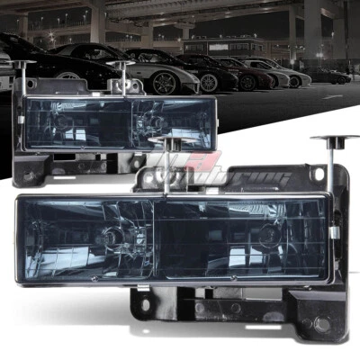 PARA 88-98 GMC SIERRA CHEVY SILVERADO C/K CAMIÓN K3500 LÁMPARA DE CABEZA DE HUMO + BOMBILLA Foto 1 de 2