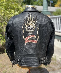 Harley Davidson MENS Size Medium LEATHER JACKET BLAZING BONES Motorcycle Biker - Bild 1 von 15