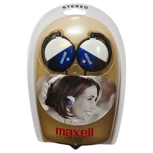 Maxell EC-150 Headphone Wired Stereo Ear Clips, Lightweight, Blue, Black & White - Bild 1 von 5