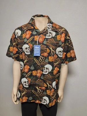 Camisa Yiume Dark Academia Manga Corta 100% Algodón Calavera/Naranja Rosas Talla Med. Foto 1 de 4
