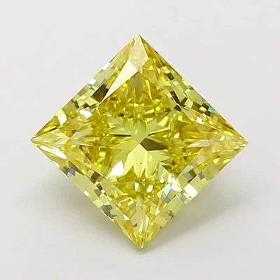 Princess Cut 3.01 Ct Fancy Intense Yellow VS2 IGI Certified Lab Diamond Wedding - Image 1 of 4