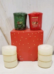 Yankee Candle 8 Pack Holiday Votive Gift Sparkling Cinnamon & Set Balsam & Cedar - Picture 1 of 4