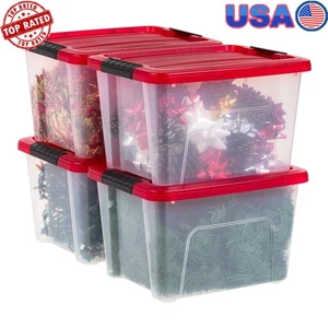 USA 20 Quart Kunststoff Aufbewahrungsbehälter mit Deckel Klar Verriegelbar Stapelbar Tragetaschen Box 4 Stück - Bild 1 von 6