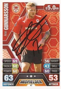 TARJETA COLECCIONABLE MATCH ATTAX 2013/2014 FIRMADA POR AARON GUNNARSSON + CERTIFICADO DE AUTENTICIDAD - Imagen 1 de 1
