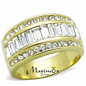 ANILLO BAGUETTE MUJER ACERO INOXIDABLE ENCHAPADO EN IONES CRISTAL TALLAS 5-10 - Imagen 1 de 7