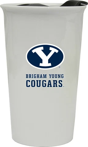 Brigham Young Cougars BYU Double Walled Ceramic Tumbler Set-NCAA Travel Mug 2pk Cover