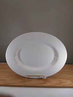 Tabletops Unlimited White Large Oval Serving Plate White Heavy Ceramic  - Image 1 of 4