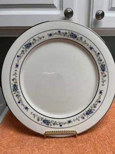 Noritake NORMA 7016 Retired Blue Flowers & Vine Silver Trim Dinner Plate - Picture 1 of 4