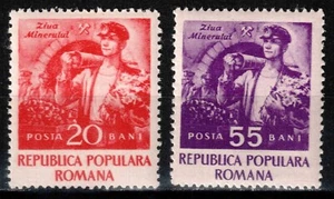 Romania 1952, Mi#1402-03, Sc#902-903, Miner's Day, mine, miner, MNH! - Picture 1 of 1