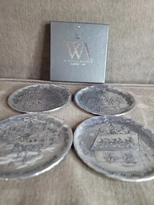 NIB Set of 4 Wendell August Hand Forged Aluminum Christmas Drink Coasters - Picture 1 of 16