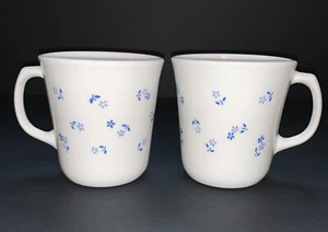 Vintage Corning Corelle Provincial Blue Mugs Set Of 2 D-handle 3.5” Floral - Picture 1 of 7