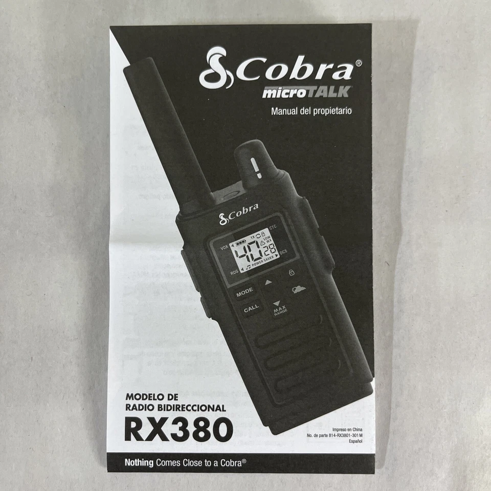 Cobra RX380 Walkie Talkie Spanish Espanol Manual Del Propietario Radio - Image 1 of 4