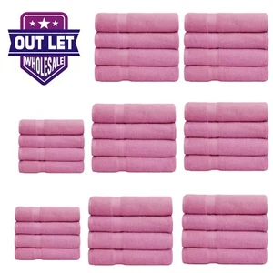6-12 Pack Wholesale Pink Luxury Bath Towels Set Combed Cotton 27x54 Inch 500GSM - Picture 1 of 4