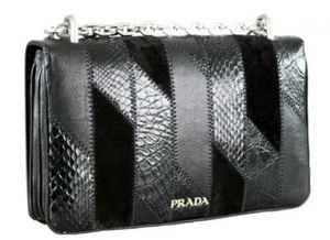 EXKLUSIVE PRADA TASCHE HANDTASCHE 1BD009 SCHWARZ EXOTISCHES LEDER NEU - Bild 1 von 10