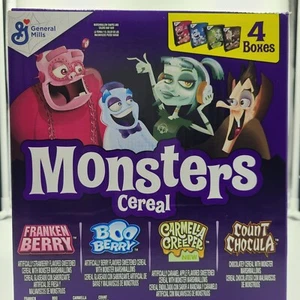 Monsters Cereal 4 Full Size Boxes Halloween Snack NEW NEVER OPENED Exp 4/24 - Picture 1 of 4