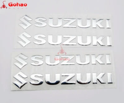 2 pares de calcomanías de emblema de carenado de tanque de combustible cromado plateado para bicicletas de 5,75 pulgadas Foto 1 de 3