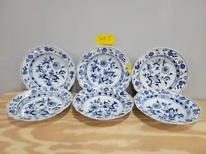 Meissen Germany Crossed Sword Gold Trim Blue Onion Soup Bowls #Set E - Set of 6 - Picture 1 of 13