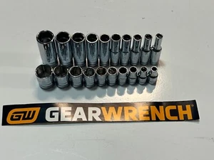 GearWrench 20PC 1/4 Drive 6 Point Deep & shallow SAE Socket Set New 80305,80303 - Picture 1 of 2