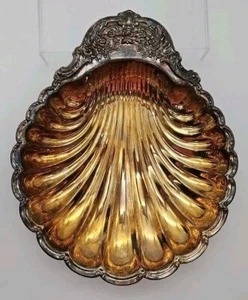 Vintage Oneida Silverplate Shell Floral Dish Bowl Platter 14 in Long - Picture 1 of 6